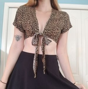 Vintage Cheetah print tie crop top